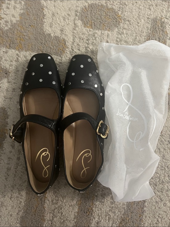 Sam Edelman Shoes - Sam Edelman Black Mary Jane Flats with Silver Studs and Gold Buckle